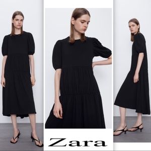 Zara Black Dress with Ruching NWT